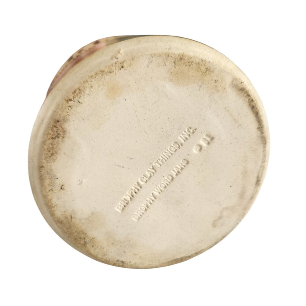 RARE Vtg Dr. Brophy's Word Jar '81 AFTERNOON DELIGHTS Ceramic Cork Clay Beige - Picture 6 of 15